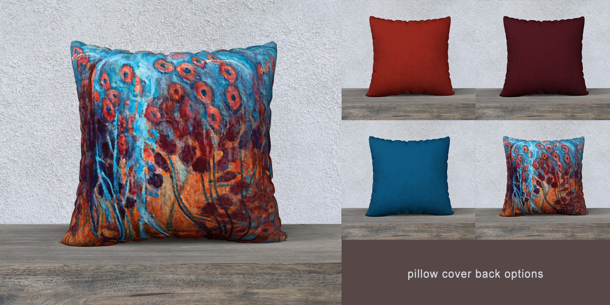 Designer Pillow Cover Red and Gold Pillow Cover Jacobean Floral Style  Eurosham Accent Cushion Throw Pillow Sofa Pillows 18x18 24x24 ZULA 