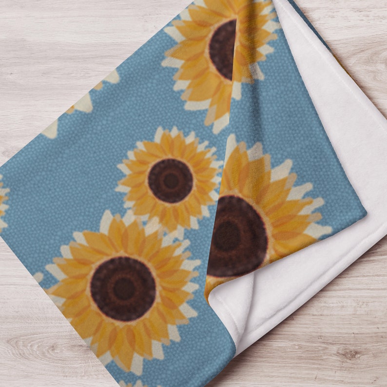 Sunflower Honeycomb Pattern Throw Blanket, Warm Light Soft Fleece Floral Throw, Modern Country Home Decor, SHIPS FROM USA image 10