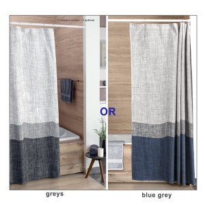 Man Cave Shower Curtain Simple Stripe Colour Block Print, High Quality Polyester Fabric Modern Abstract Bath Décor, Blue or Grey Option