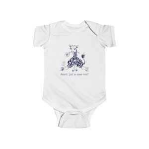 Cute Giraffe Baby Bodysuit, Infant 1 Piece Snap Up with Cartoon Zoo Animal and Flower, Expectant Mother Shower Gift White