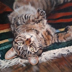 Custom Cat Portrait Painting by Professional and Experienced Artist and Realism Painter Jocelyn Ball, Acrylic on Board image 1