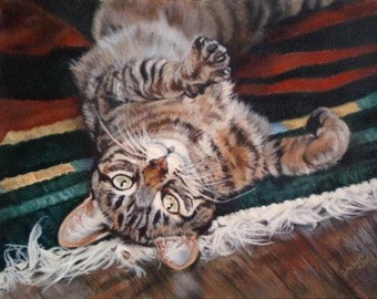 Custom Cat Portrait Painting by Professional and Experienced Artist and Realism Painter Jocelyn Ball, Acrylic on Board