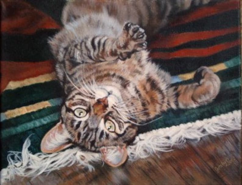 Custom Cat Portrait Painting by Professional and Experienced Artist and Realism Painter Jocelyn Ball, Acrylic on Board image 1