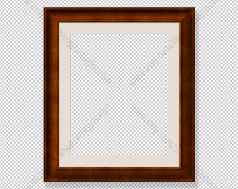 Digital Picture Frame, Brown Wood Mock Up Picture Frame and Mat, Textured Finish, Print Display, Art Display Frame, Product Mock Up Picture