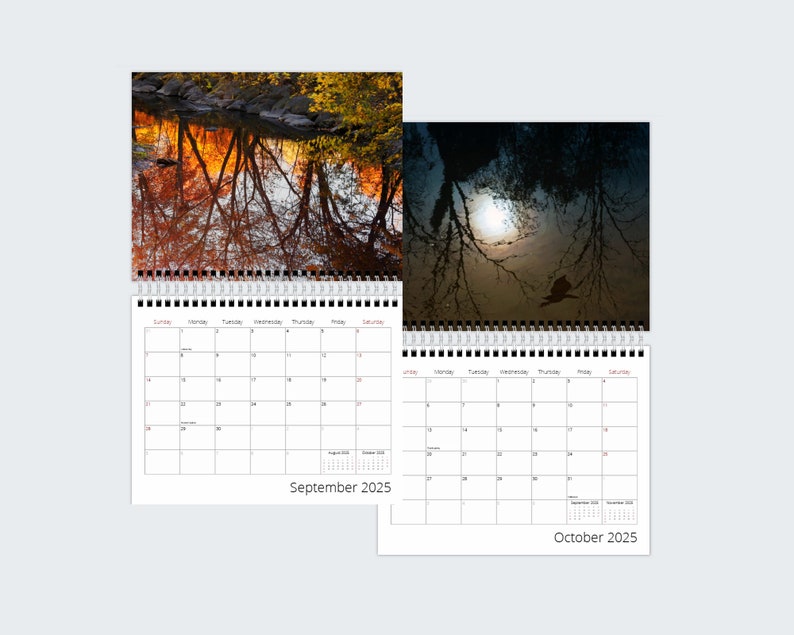 Photography Calendar 2025 Reflections in Water, Wall Hanging Monthly Date Reminder, Christmas Gift for Parents or Friend image 9