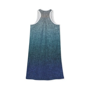 Blue Green Grey Crosshatch Ombre Women's Racerback Dress image 4