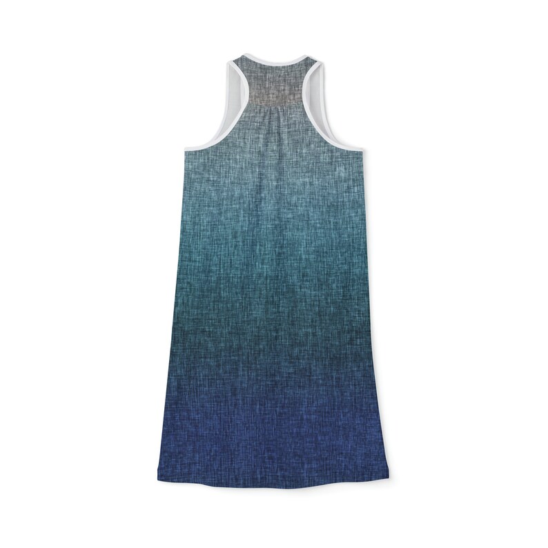 Blue Green Grey Crosshatch Ombre Women's Racerback Dress image 4