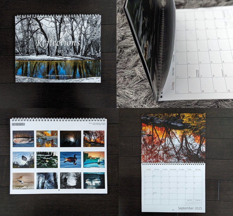 Photography Calendar 2025 Reflections in Water, Wall Hanging Monthly Date Reminder, Christmas Gift for Parents or Friend image 2