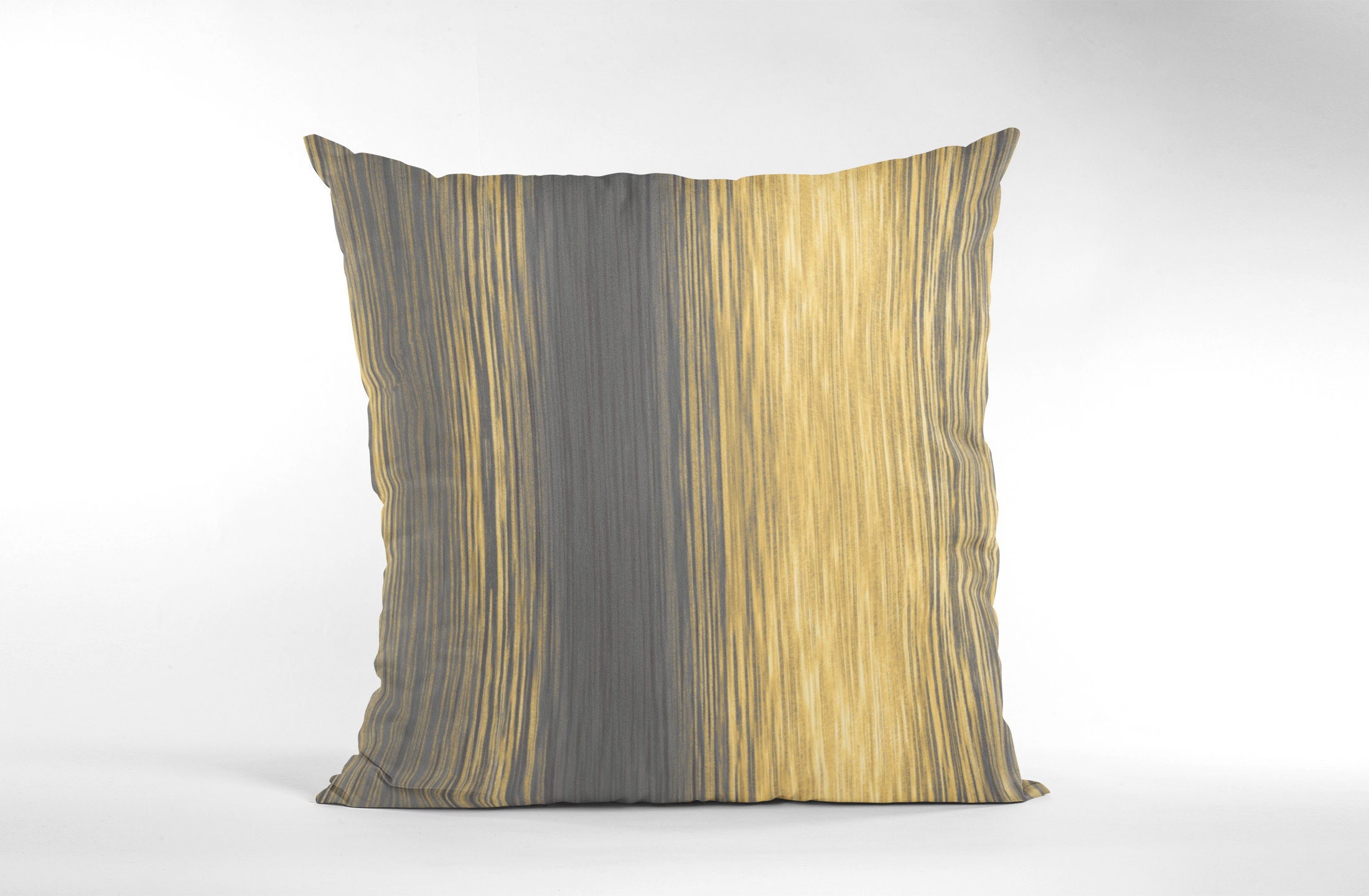 Yellow Grey Stripe Pillow Cover, Mode...
