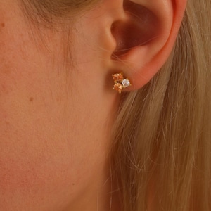 Pendientes de oro de 18 quilates con múltiples piedras de nacimiento - Elegantes pendientes con piedras de nacimiento en racimo - Joyas únicas con piedras preciosas personalizadas - Regalo para mejores amigas - Regalos para hermanas