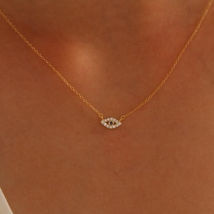 Custom Evil Eye Necklace with Birthstone - Independence Day Gift - Delicate Eye Necklace - Mothers Day Gift - Protective Charm