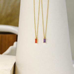 14K Solid Gold Necklace with Birthstone - Personalized Necklace - Birthstone Necklace - Birthday Gift for Her - Mother&#39;s Day Gift - Mom Gift