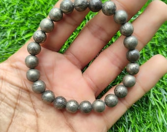 Natural Pyrite Bracelet 8mm Round Beads