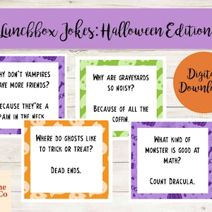 Halloween Lunchbox Jokes for Kids | Printable Joke Cards | Funny Notes for School Lunch | Instant Download | Halloween Classroom Fun