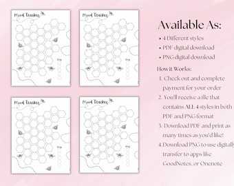 Bees Theme Mood Tracker Page for Planner/Journal - Digital Download, Printable