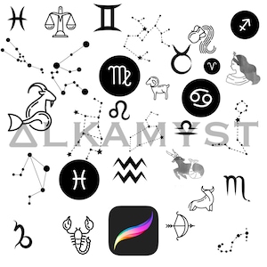 Signe astrologique 84 | Zodiaque | constellation | Tatouage | Pinceaux procréer | Eau | Incendie | Aérien | Terre | Espace| Céleste