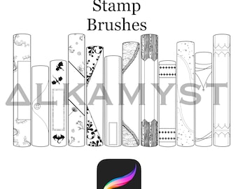 14 Book Spine Stamp Brushes Procreate | 12 Book Yearly Tracker One Book Monthly | Unique Special Edition Style