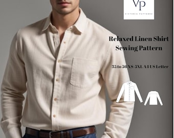 Men's Relaxed Linen Shirt Sewing Pattern: XS-4XL (Digital Download)