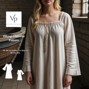 Viking Chemise Sewing Pattern: Medieval Renaissance Nightgown (XS-4XL) (Digital Download)