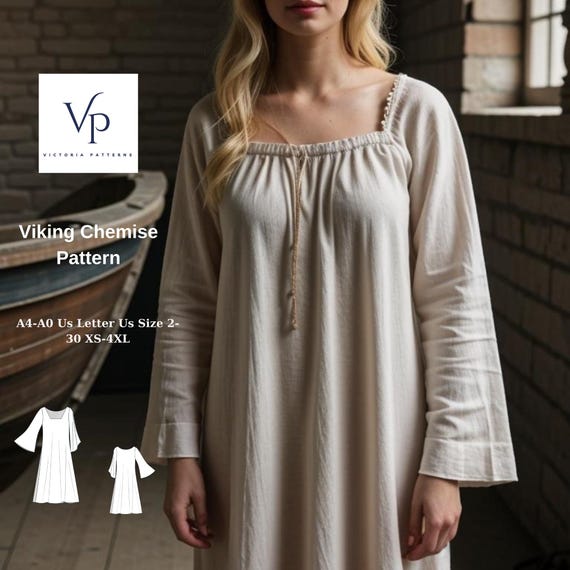 Viking Chemise Sewing Pattern: Medieval Renaissance Nightgown (XS-4XL) (Digital Download)