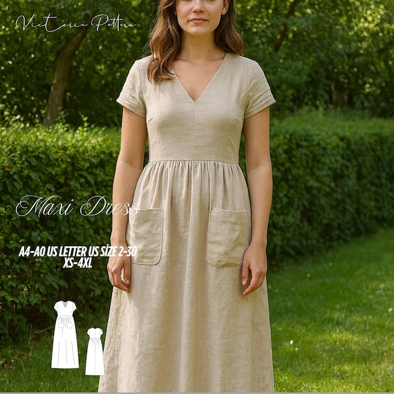 Linen Maxi Dress Sewing Pattern: Gathered Sundress, Milkmaid Style (XS-4XL) (digital Download) - Etsy Linen Maxi Dress Sewing Pattern: Gathered Sundress, Milkmaid Style (XS-4XL) (digital Download) - Etsy