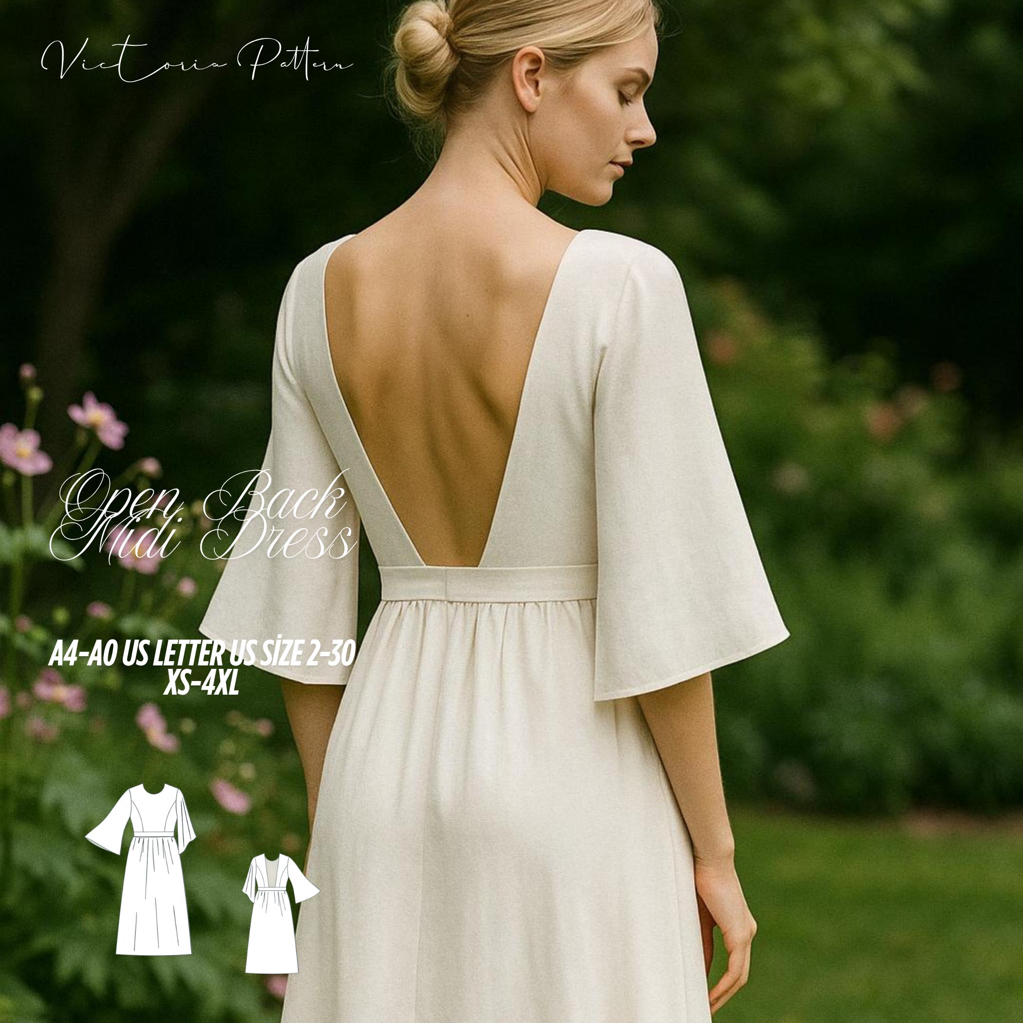 bell sleeve backless dress JOAH BROWN Cowl Back Long Sleeve Mini Dress | Black Modal main image 0