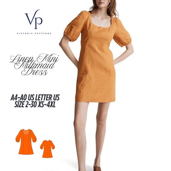 Linen Mini Milkmaid Dress Sewing Pattern, Puff Sleeve (digital Download) - Etsy Linen Mini Milkmaid Dress Sewing Pattern, Puff Sleeve (digital Download) - Etsy