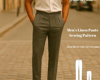 Men's Linen Pants Sewing Pattern: Straight & Wide Leg (PDF Pattern, XS-4XL)