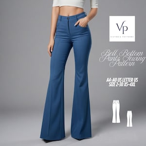希少 60's~ USA製 Belted Flare Poly Slacks Flare Leg Pants Sewing Pattern, 1960s Bell Bottom Pants