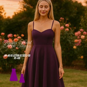 Sweetheart Midi Dress Sewing Pattern: Full Circle Skirt (PDF Pattern, XS-4XL)