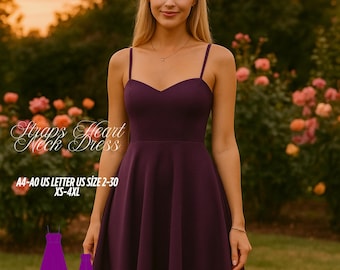 Sweetheart Midi Dress Sewing Pattern: Full Circle Skirt (PDF Pattern, XS-4XL)