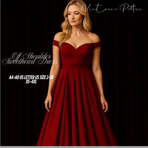 Off Shoulder Sweetheart Dress Sewing Pattern: Bridal, Prom, Evening Gown (XS-4XL) (Digital Download)