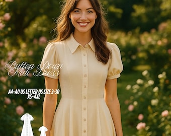Cottagecore Puff Sleeve Shirt Dress Sewing Pattern (PDF Pattern)