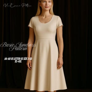Basic Sommerkleid Schnittmuster: Anfänger leicht Kreiskleid (XS-4XL) (Digital Download)