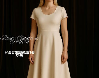 Basic Sundress Sewing Pattern: Easy Beginner Circle Dress (XS-4XL) (Digital Download)