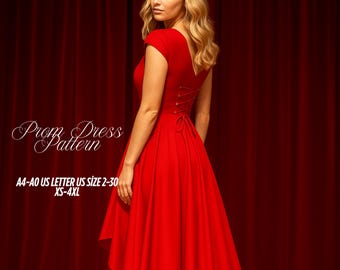 Hi-Low Corset Dress Sewing Pattern: Asymmetrical Gown PDF (XS-4XL)