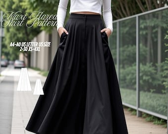 Cottagecore Flared Maxi Skirt Sewing Pattern: Easy Summer Skirt (XS-4XL) (Digital Download)