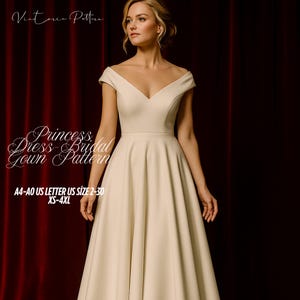 Off Shoulder Corset Gown Sewing Pattern, Evening Dress, XS-4XL (PDF Pattern)