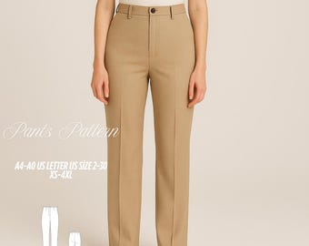 High Waisted Slim Fit Pants Sewing Pattern (XS-4XL) (Digital Download