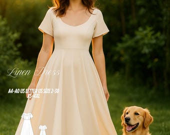 Midi Fit and Flare Dress Sewing Pattern: Cottagecore Summer DIY (XS-4XL) (Digital Download)