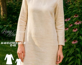 Linen Dress Sewing Pattern: Minimalist Shift, Beginner Friendly (PDF Pattern, XS-4XL)