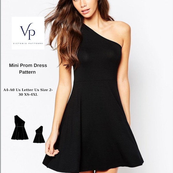 One Shoulder Mini Dress Sewing Pattern: XS-4XL (digital Download) - Etsy