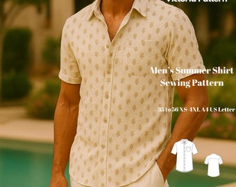 Men's Summer Shirt Sewing Pattern: Casual Linen Button-Down (PDF Pattern, XS-4XL)