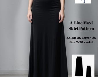 A-Line Maxi Skirt Sewing Pattern: XS-4XL (Digital Download)