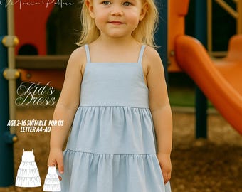 Girls Tiered Summer Dress Sewing Pattern, Toddler to Child (PDF Pattern)