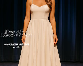 Cottagecore Maxi Dress Sewing Pattern: Open Back Boho Sundress (XS-4XL) (Digital Download)