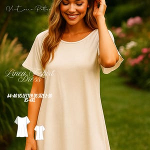 Linen T-Shirt Dress Sewing Pattern: XS-4XL (Digital Download)
