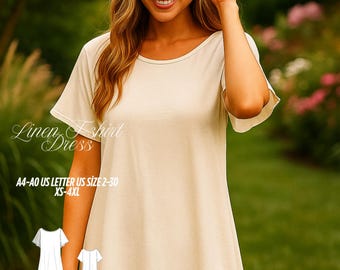 Patron de couture de robe t-shirt en lin : TP-4XL (téléchargement numérique)