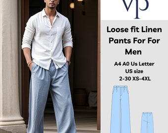Men's Wide Leg Linen Pants Sewing Pattern (XS-4XL) (Digital Download)
