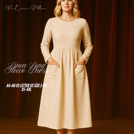 diy cottagecore dress Linen Cottagecore Dress Sewing Pattern With Pockets (XS-4XL) (digital  Download)